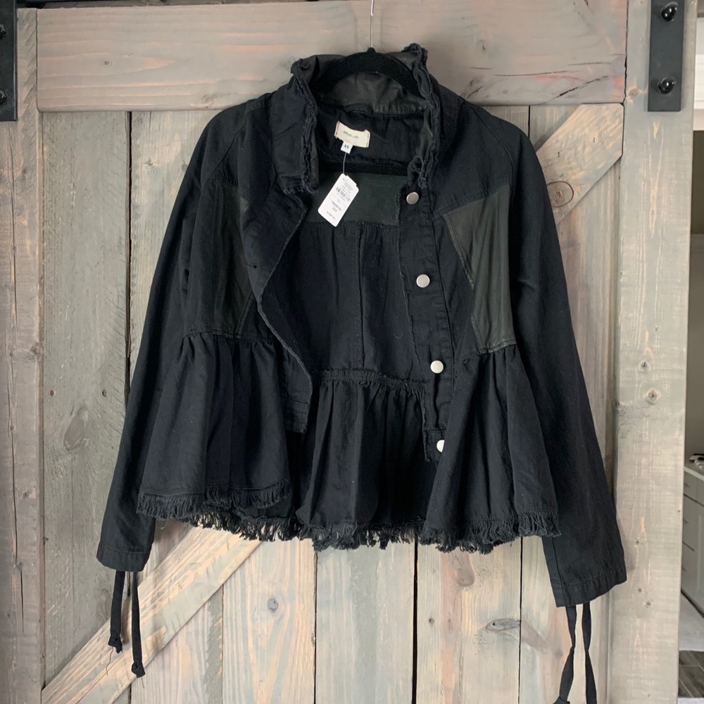 Adorable black boho jean jacket